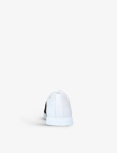 Shop Fendi Mens White/comb Logo-print Leather Trainers 6