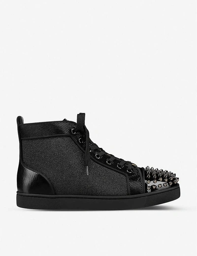 Shop Christian Louboutin Lou Spikes Orlato Flat Pat/vv/suede Mill