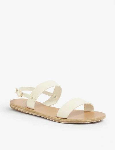 Shop Ancient Greek Sandals Clio Double-strap Leather Sandals In Off+white