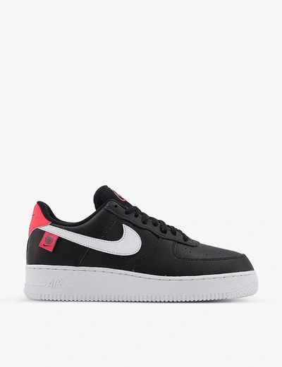 Shop Nike Air Force 1 07 Leather Trainers In Black+white+flash+crimso