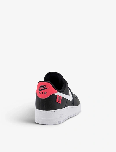Shop Nike Air Force 1 07 Leather Trainers In Black+white+flash+crimso