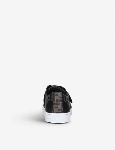 Shop Fendi Boys Blk/other Kids Ff Monogram-print Leather Trainers 6-9 Years 9