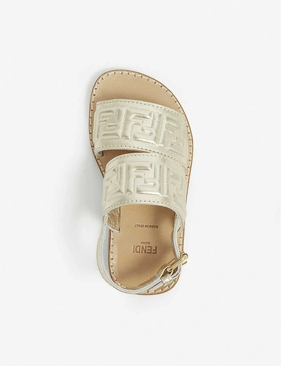 Shop Fendi Monogramme Metallic Leather Sandals 3-7 Years