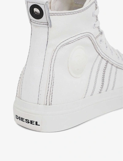 Shop Diesel S-astico Mid-top Cotton Trainers In White