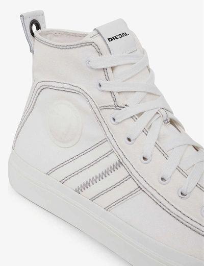 Shop Diesel S-astico Mid-top Cotton Trainers In White