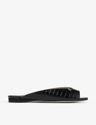 Shop Jimmy Choo Jynx Crocodile-embossed Leather Sandals In Black