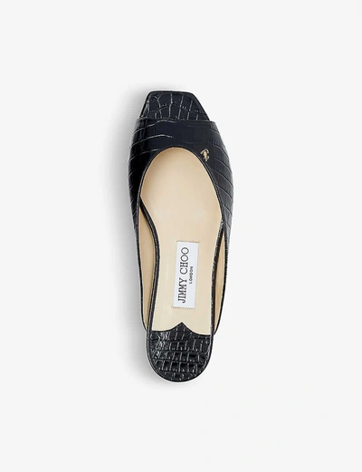 Shop Jimmy Choo Jynx Crocodile-embossed Leather Sandals In Black