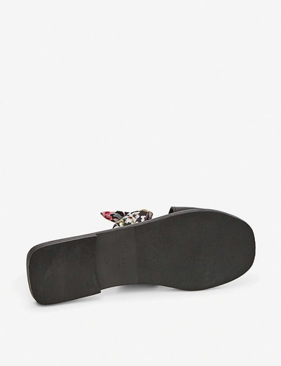 Shop Ted Baker Maliya Scarf-detail Leather Sliders In Black