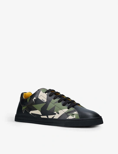 Shop Fendi Camo Bugs Leather Mid-top Trainers