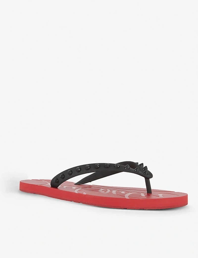 Christian Louboutin, Loubi Flip Spike-embellished Rubber Flip Flops, Mens, Red Black