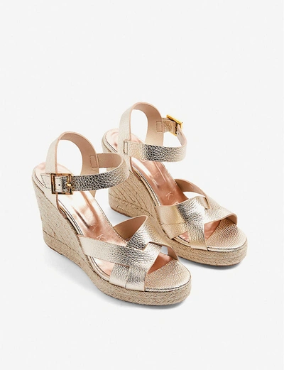 Shop Ted Baker Selanam Metallic Espadrille Wedge Sandals In Gold