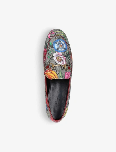 Shop Gucci Jordaan Floral-print Canvas Loafers In Beige+comb