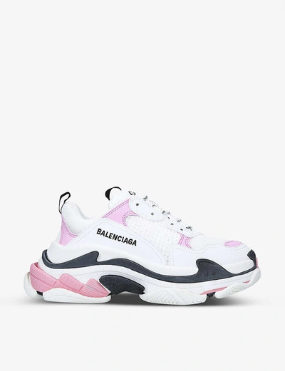 Shop Balenciaga Women's Pink Comb Women's Triple S Leather And Mesh Trainers