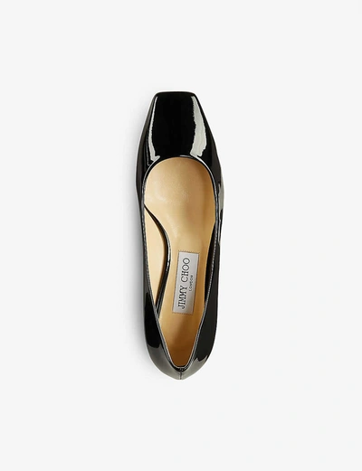 Shop Jimmy Choo Dianne 45 Logo-embellished Patent Leather Courts In Black