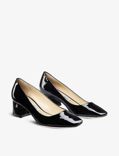 Shop Jimmy Choo Dianne 45 Logo-embellished Patent Leather Courts In Black