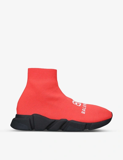 Shop Balenciaga Speed Stretch-knit Mid-top Trainers In Red+comb