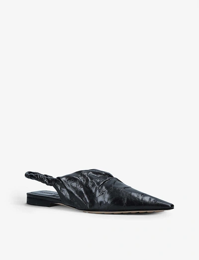 Shop Bottega Veneta Point Leather Slingback Ballet Flats In Black