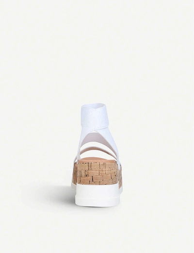 Shop Steve Madden Bandi Stretch-woven Platform Sandals In White