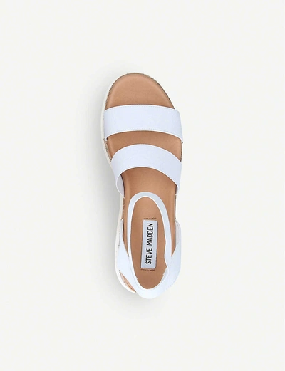 Shop Steve Madden Bandi Stretch-woven Platform Sandals In White