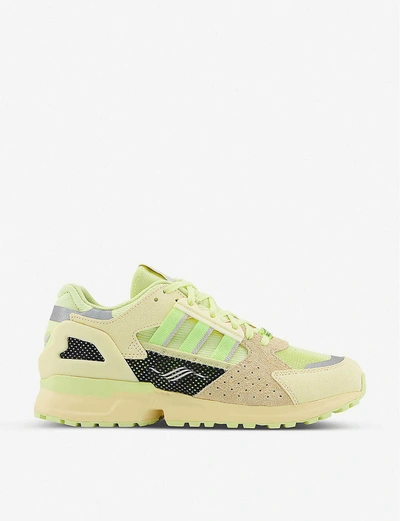 Shop Adidas Originals Zx 10,000 Mesh And Suede Low-top Trainers In Yellow Tint Res Easy