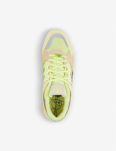 Shop Adidas Originals Zx 10,000 Mesh And Suede Low-top Trainers In Yellow Tint Res Easy