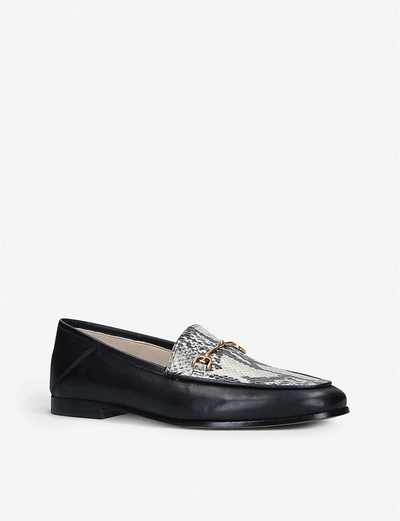 Shop Sam Edelman Loraine Snake-embossed Leather Loafer In Blk/other