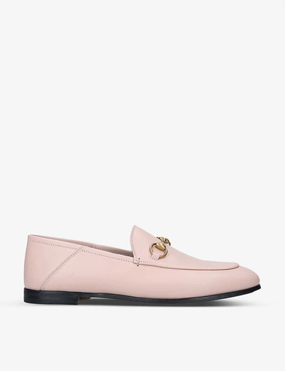 Shop Gucci Brixton Leather Collapsible Loafers In Pale+pink