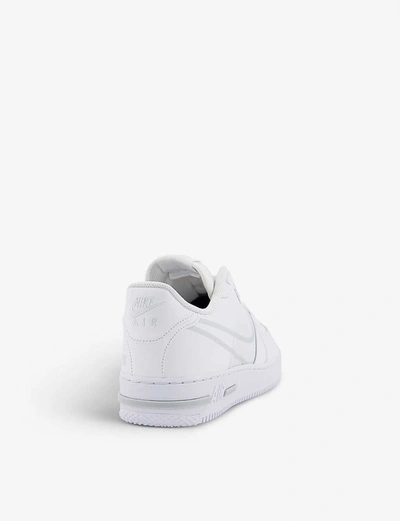 Shop Nike Air Force 1 React Leather And Mesh Trainers In White+pure+platinum