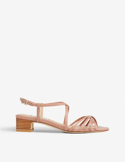 Shop Lk Bennett Newport Block-heel Leather Sandals In Pin-clay