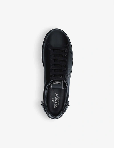 Shop Valentino Backnet Perforated Leather Trainers In Black