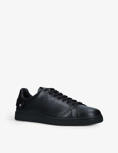 Shop Valentino Backnet Perforated Leather Trainers In Black