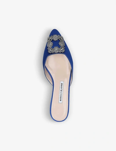 Shop Manolo Blahnik Hangisi Satin Mules In Blue