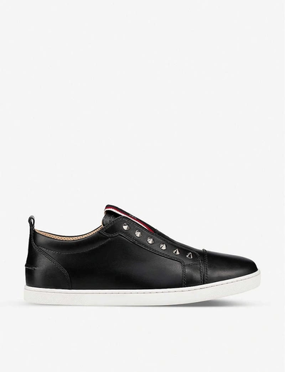 Shop Christian Louboutin F.a.v Fique A Vontade Leather Low-top Trainers In Black