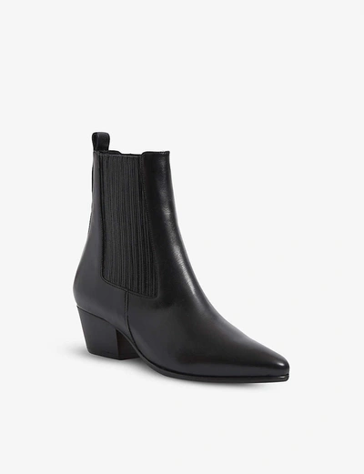 Shop Sandro Womens Black Almond-toe Leather Ankle Boots