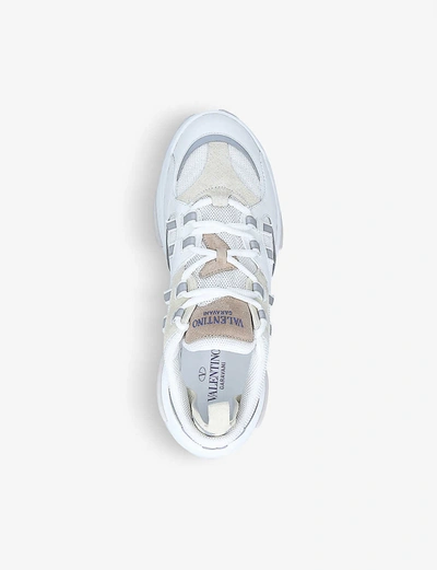 Shop Valentino Afterdusk Leather And Suede Trainers In White