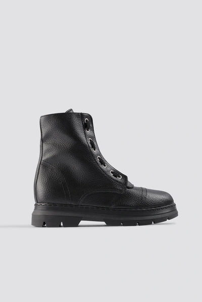 Shop Na-kd Zipper Detail Combat Boots Black