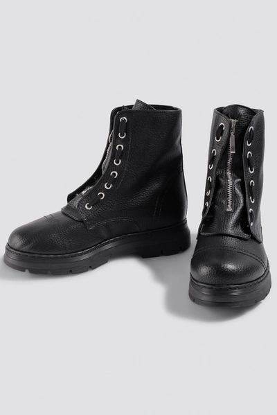 Shop Na-kd Zipper Detail Combat Boots Black