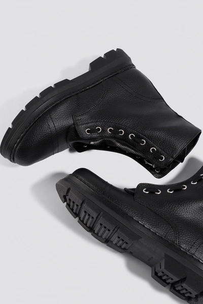 Shop Na-kd Zipper Detail Combat Boots Black