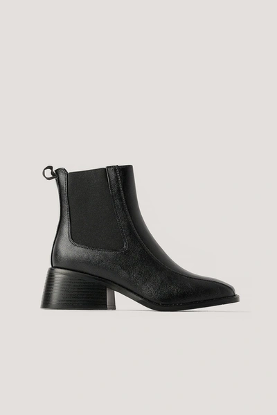 Shop Na-kd Squared Toe Chelsea Boots - Black