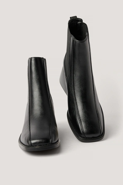 Shop Na-kd Squared Toe Chelsea Boots - Black