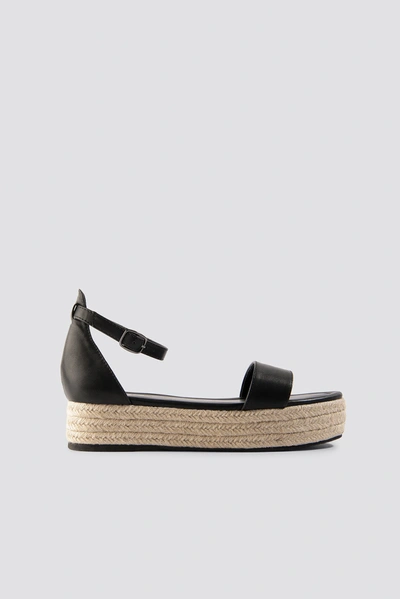 Shop Na-kd Raffia Flat Sole Sandals Black