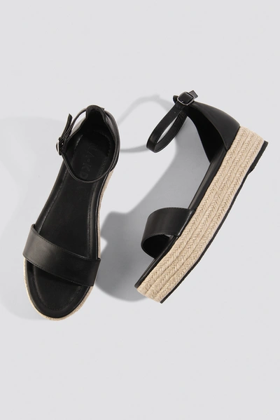 Shop Na-kd Raffia Flat Sole Sandals Black