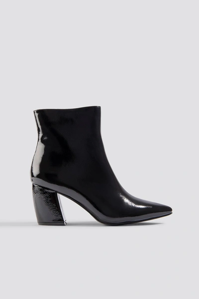 Shop Na-kd Structured Patent Mid Heel Boots Black