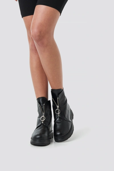 Shop Donnaromina X Na-kd Front Zip Chunky Boots - Black