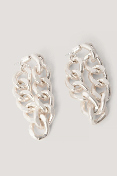 Shop Na-kd Back Drop Chain Earrings - Silver