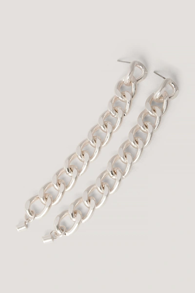 Shop Na-kd Back Drop Chain Earrings - Silver