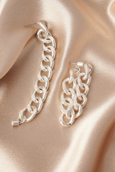 Shop Na-kd Back Drop Chain Earrings - Silver