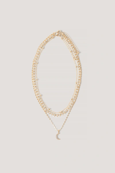 Shop Na-kd Moon Drop Layered Necklaces - Gold