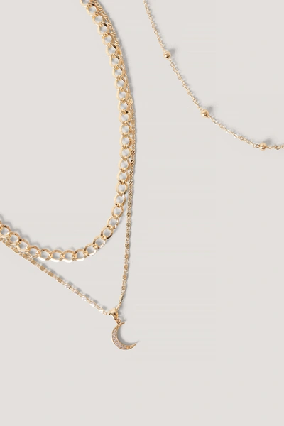 Shop Na-kd Moon Drop Layered Necklaces - Gold