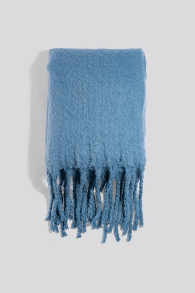 Shop Na-kd Soft Braided Tassel Scarf - Blue In Dusty Blue